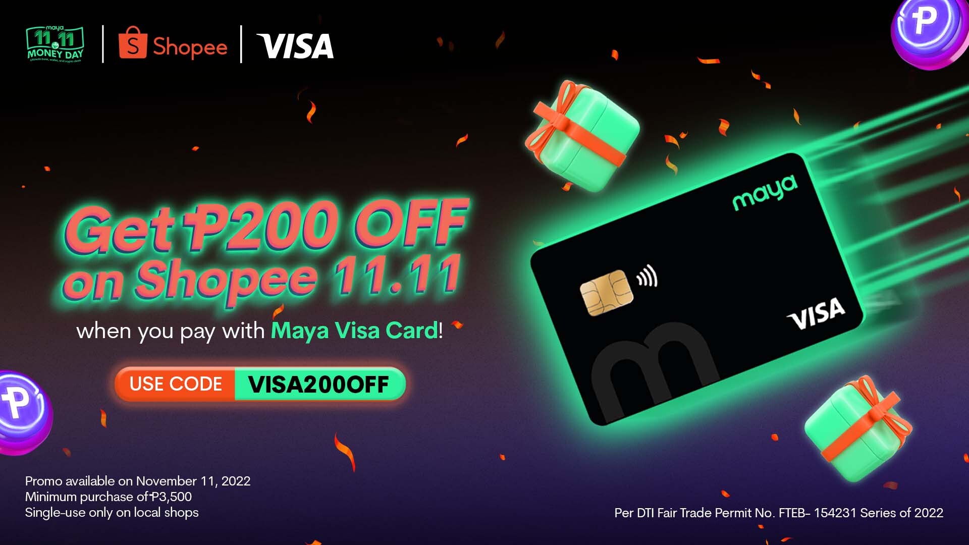 Get P200 OFF on Shopee with your Maya Visa Card!